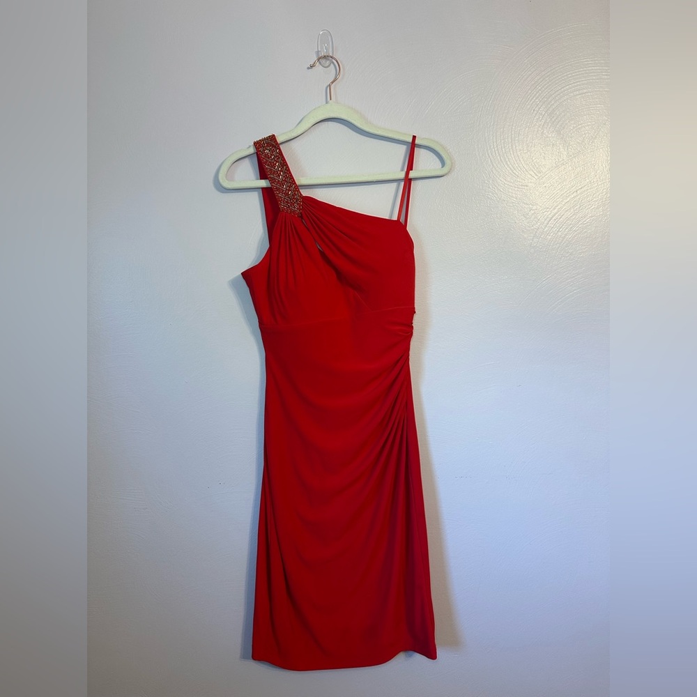 Cache Red One-Shoulder Evening, Cocktail Dress Size 0